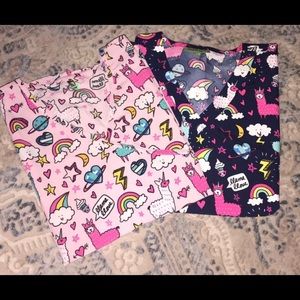 Cute Llama Scrub Tops